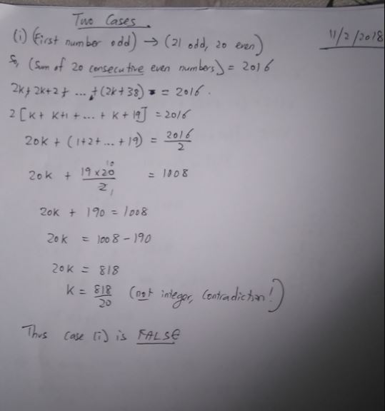 Sum of Consecutive Even Numbers Problem Page 1