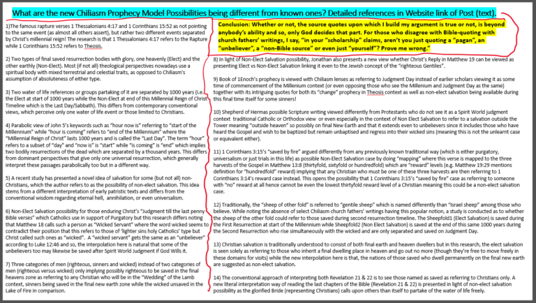 What are the new Chiliasm Prophecy Model Possibilities being different from known ones?