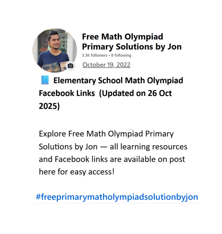 Elementary School Math Olympiad Facebook Links