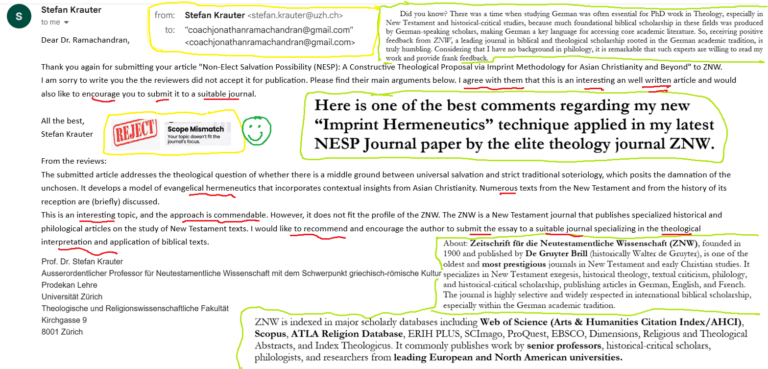 Here is one of the best comments regarding my new “Imprint Hermeneutics” technique applied in my latest NESP Journal paper by the elite theology journal ZNW
